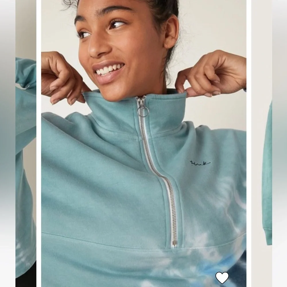 NWT Victoria's Secret PINK Varsity Oversized Half Zip Sweatshirt - Picture 12 of 14